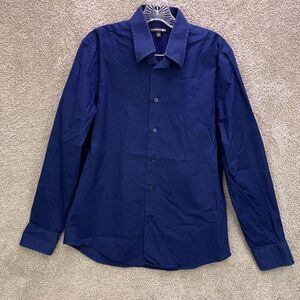 Express 1MX Blue Button Down Dress Shirt Modern Fit Stretch Mens Size M 15 15.5